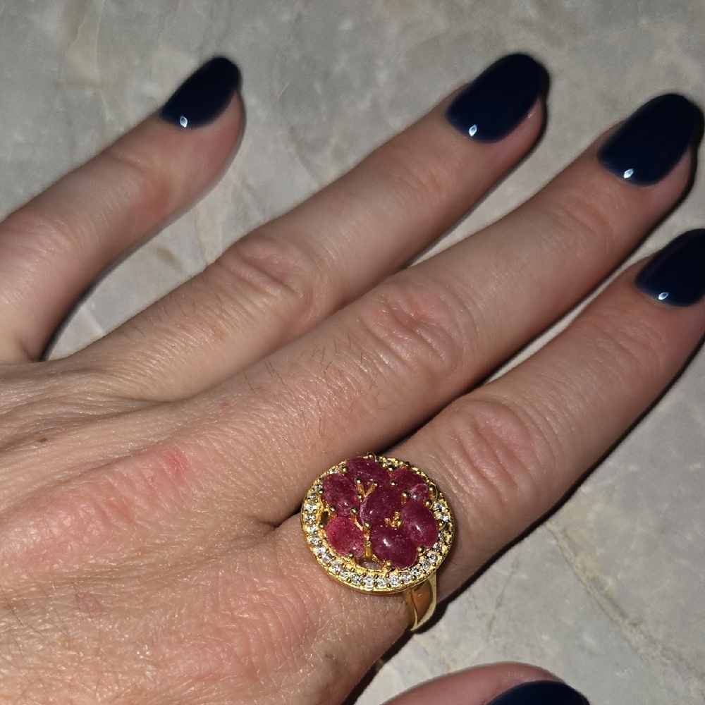 Natural Ruby And CZ Accent Vermeil Ring